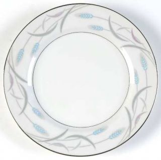 Valmont Royal Wheat Salad Plate, Fine China Dinnerware   Blue Wheat, Gray Leaves
