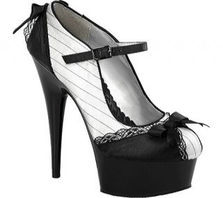 Womens Pleaser Delight 679 2   White/Black Satin Ornamented Shoes