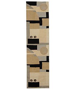 Handmade Rodeo Drive Soho Ivory/ Gray N.Z. Wool Runner (26 X 8) (MultiPattern GeometricMeasures 0.625 inch thickTip We recommend the use of a non skid pad to keep the rug in place on smooth surfaces.All rug sizes are approximate. Due to the difference o