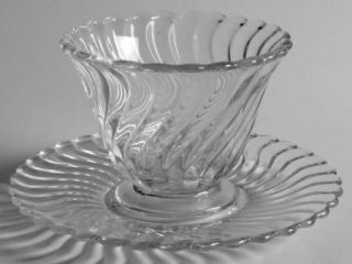Fostoria Colony Mayonnaise Bowl and Underplate   Stem #2412,Clear,Heavy Swirl Pa
