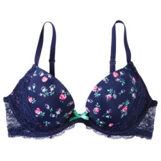 Xhilaration Juniors Padded With Lace Demi   Navy 34A