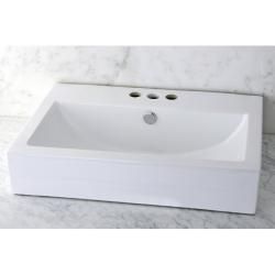 Vitreous China White Rectangular Vessel Pre drilled Bathroom Sink (WhiteASME A112.19.2 Compliant )