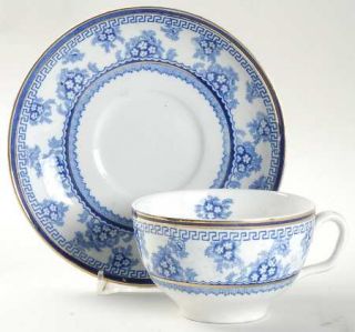 Stanley Pottery  Torbrex Flat Cup & Saucer Set, Fine China Dinnerware   Cobalt B
