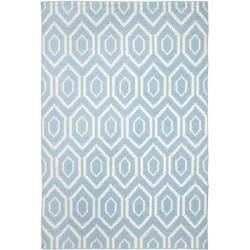 Safavieh Hand woven Moroccan Dhurrie Blue/ Ivory Wool Rug (6 X 9)