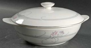 Royal Doulton Allegro Round Covered Vegetable, Fine China Dinnerware   Pink & Pu