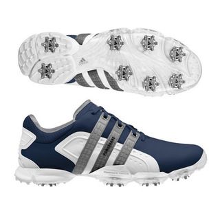 Adidas Powerband 4.0 Navy/ White/ Silver Golf Shoes (Navy/white/metallic silverPattern Powerband Materials Full grain leatherSize 7,7.5,8,8.5, 9, 9.5, 10, 10.5, 11,11.5, 12,12.5,13,14,15Style GolfStability THiNTech low profile soleFlexibility Powerb