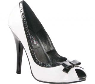 Womens Pleaser Seduce 218   White/Black Patent Casual Shoes