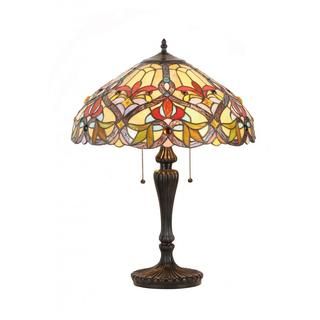 Tiffany style Victorian Design Amber/ Blue Stone 2 light Table Lamp