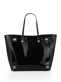 Furla Exclusively for  Daphne Patent and Leather Tote   Onyx