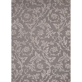 Hand tufted Transitional Floral Pattern Grey Rug (36 X 56)