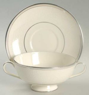 Minton Bridal Veil Footed Cream Soup Bowl & Saucer Set, Fine China Dinnerware  