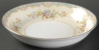 Noritake Naomi Coupe Soup Bowl, Fine China Dinnerware   White Flowers,Blue Edge,