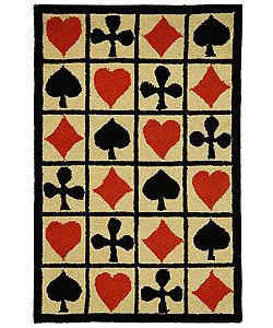 Hand hooked Poker Ivory Wool Rug (29 X 49) (IvoryPattern GeometricMeasures 0.375 inch thickTip We recommend the use of a non skid pad to keep the rug in place on smooth surfaces.All rug sizes are approximate. Due to the difference of monitor colors, som