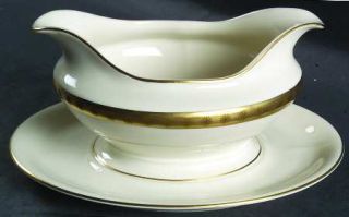 Castleton (USA) Golden Classic Gravy Boat with Attached Underplate, Fine China D