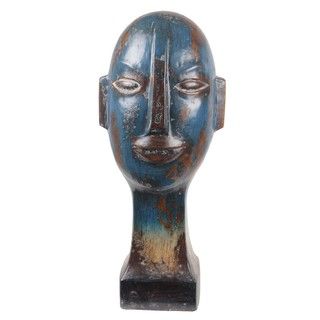 Privilege Tall Ceramic Head Sculpture (Blue Materials CeramicDimensions 21.5 inches high x 9.5 inches wide x 8.5 inches deep  )