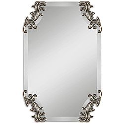 Andretta Rococo Burnished Antique Silver Frameless Mirror