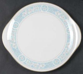 Royal Doulton Hampton Court Handled Cake Plate, Fine China Dinnerware   White/Gr