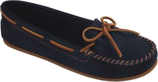 Womens Minnetonka Boat Moc   Navy Leather Casual Shoes