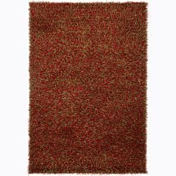 Handwoven Green/red Mandara Shag Rug (5 X 76) (GreenPattern Shag Tip We recommend the use of a  non skid pad to keep the rug in place on smooth surfaces. All rug sizes are approximate. Due to the difference of monitor colors, some rug colors may vary sl