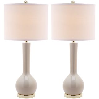 Mae Long Neck Ceramic 1 light Pearl White Table Lamps (set Of 2)
