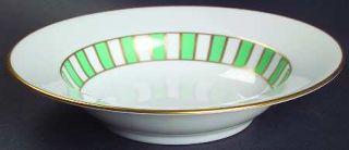 Richard Ginori Amadeus Green Rim Soup Bowl, Fine China Dinnerware   Mint Green,