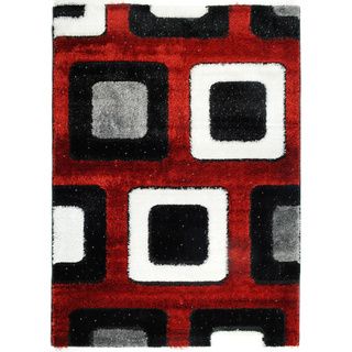 Crystal Glitter Soft Shag Time Square Red Area Rug (82 X 910)