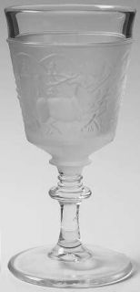 L G Wright Westward Ho Water Goblet   Stem #66,Animals,Frosted,Reproduction