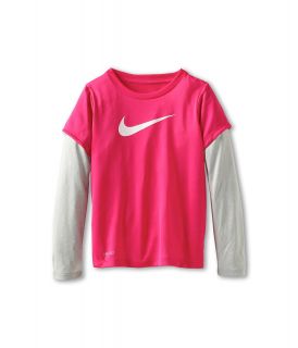 Nike Kids 2 fer Legend Top Girls Long Sleeve Pullover (Pink)