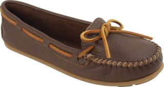 Womens Minnetonka Smooth Leather Moc   Chocolate Smooth Leather Casual Shoes