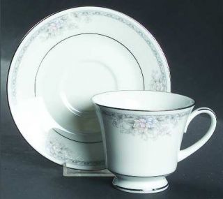 Noritake Silk Garland Footed Cup & Saucer Set, Fine China Dinnerware   Legendary