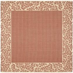 Indoor/ Outdoor Area Red/ Natural Rug (67 Square)