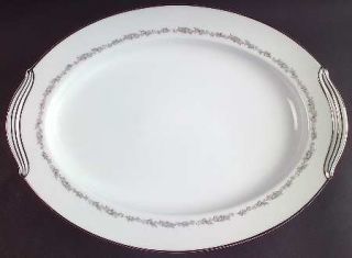 Noritake Crestmont 13 Oval Serving Platter, Fine China Dinnerware   Gray Scroll