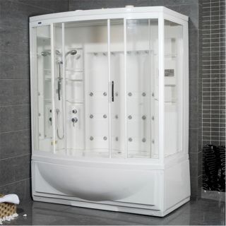 Ariel ZAA210 R Bath Ameristeam Steam Shower amp; Sauna 68 x 42 SemiBow Front with Whirpool Tub Right Configuration