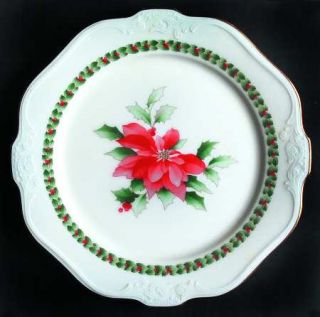 Noritake Christmas Memories Salad Plate, Fine China Dinnerware   Green Holly Rin