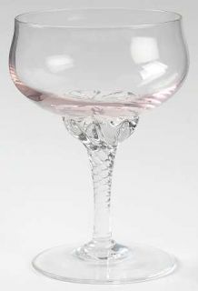 Sasaki Coronation Pink Champagne/Tall Sherbet   Pink Bowl, Twisted Clear Stem