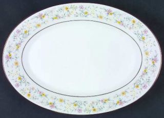 Noritake Delevan 12 Oval Serving Platter, Fine China Dinnerware   Pastel Flower