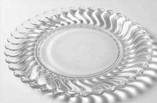Fostoria Colony Dinner Plate   Stem #2412,Clear,Heavy Swirl Pattern