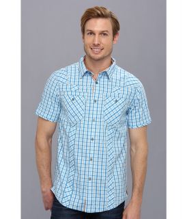 Request Oren   S/S Printed Shirt Mens Short Sleeve Button Up (Blue)