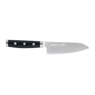 Yaxell Gou 5 inch Santoku Knife (Black handleBlade materials g2 steel clad with 101 layers of high carbon stainless steelHandle materials Black canvas micartaBlade length 5 inchHandle length 5 inchWeight 1 poundDimensions 12 inches x 3 inches x 1 in