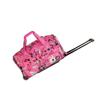 Rockland Deluxe 22 inch Pink Las Vegas Carry on Rolling Duffle Bag (600 denier polyesterDimensions 12 inches high x 11 inches wide x 22 inches longWeight 4.8 poundsCarrying strap/handle Wheeled )