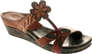 Womens Spring Step Tropic   Brown Leather Ornamented Shoes