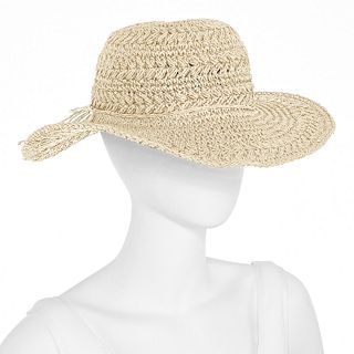 Scala Crochet Floppy Hat, Natural, Womens