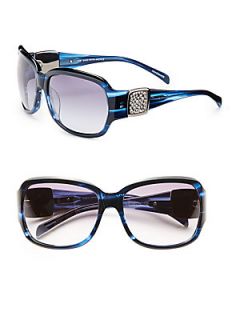 Dina Round Rhinestone Detail Plastic Sunglasses