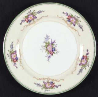 Meito Hopkins (F & B Japan) Dinner Plate, Fine China Dinnerware   Green Band,Scr