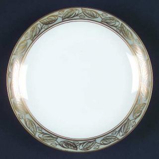 Noritake Greta Bread & Butter Plate, Fine China Dinnerware   Gold Leaves On Gray