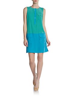 Jonah Silk Colorblock Dress   Mint Combo
