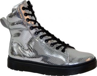 Womens Dr. Martens Mix PC Hi Top   Silver Mini Metallic Snake Casual Shoes