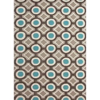 Hand tufted Contemporary Geometric Pattern Blue Rug (36 X 56)