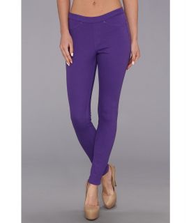 HUE Solid Color Original Jeanz Leggings Womens Casual Pants (Purple)