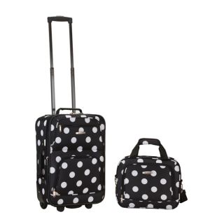 Rockland Expandable Black Dot 2 piece Lightweight Carry on Luggage Set
